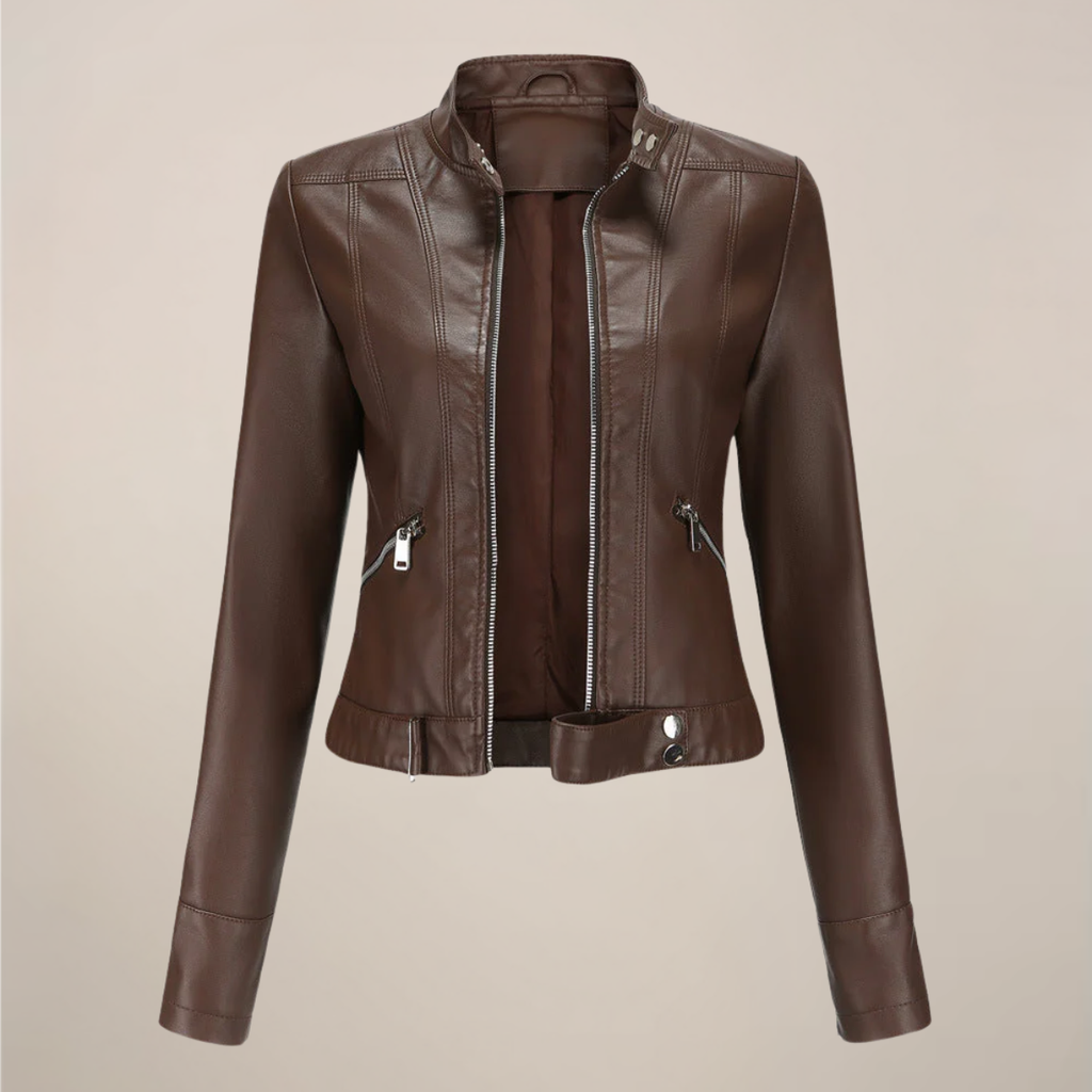 Sophie Collection | Women's Leather Jacket with Fitted Cut & Zip Detailing | Stylish Faux Leather Biker Jacket for Everyday Elegance 3