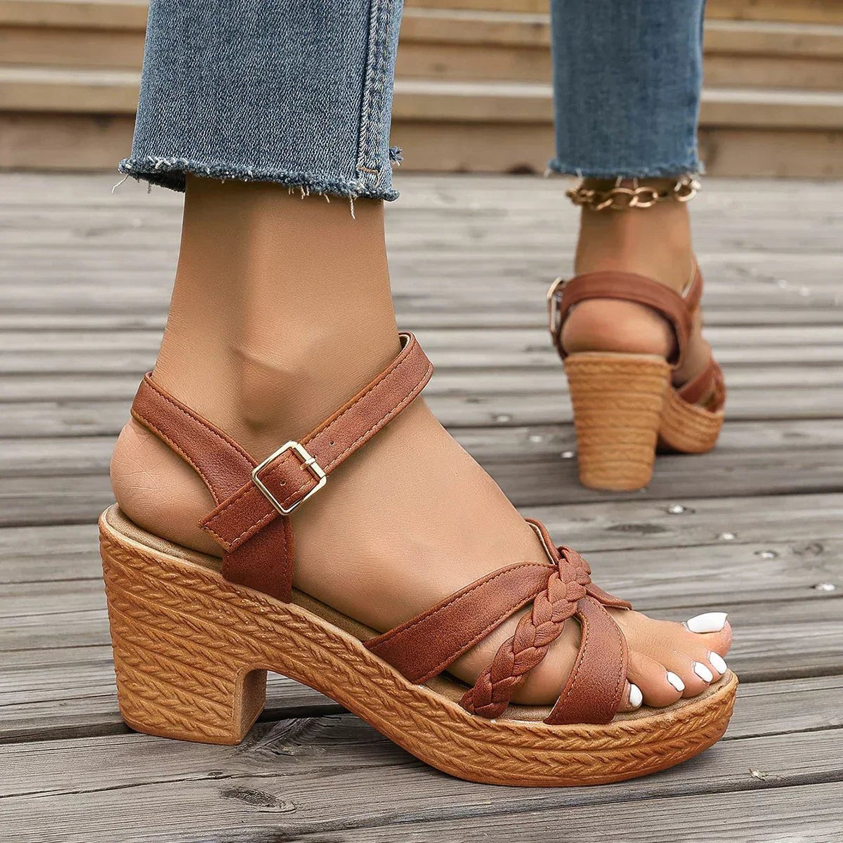 Sophie | Elegant Braided Strappy Platform Sandal 8
