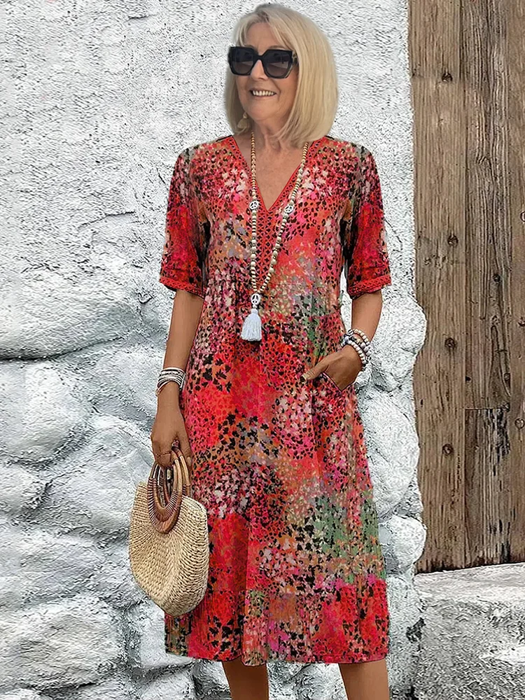 Sophie | Elegant Printed A-Line Women's Summer Dress 0