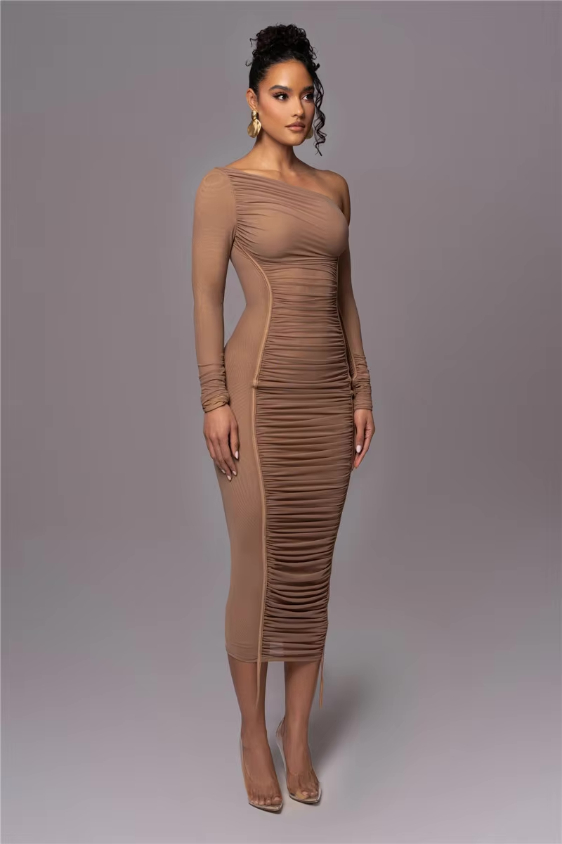 Sophie | Elegant Ruched One-Shoulder Midi Dress for Wedding Guests 2