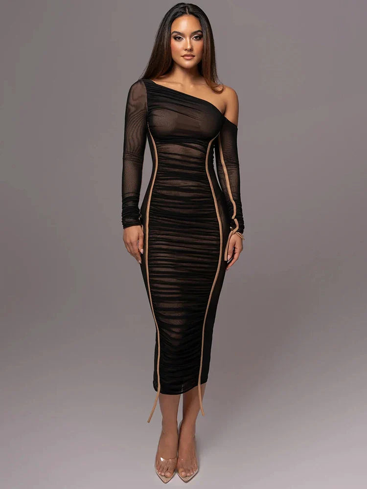 Sophie | Elegant Ruched One-Shoulder Midi Dress for Wedding Guests 4