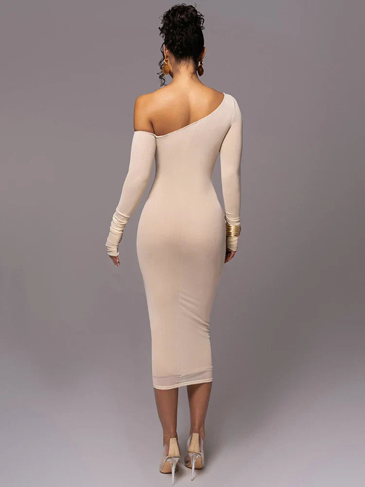 Sophie | Elegant Ruched One-Shoulder Midi Dress for Wedding Guests 6