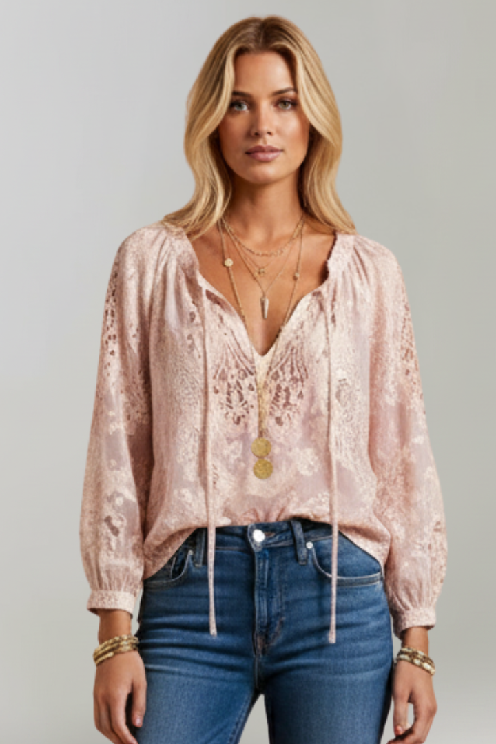 Sophie | Elegant Sheer Long Sleeve White Blouse for Women 0