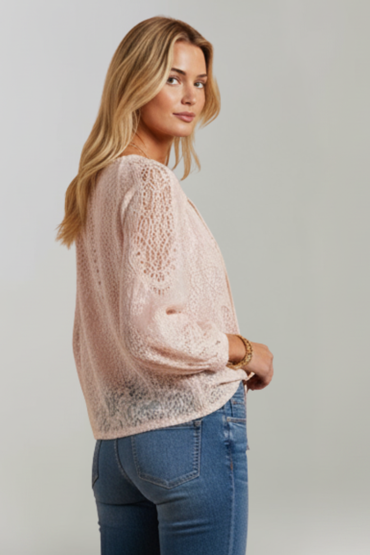 Sophie | Elegant Sheer Long Sleeve White Blouse for Women 2