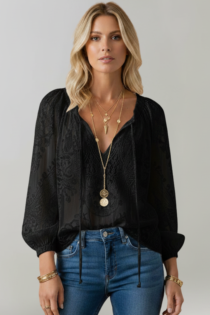 Sophie | Elegant Sheer Long Sleeve White Blouse for Women 5