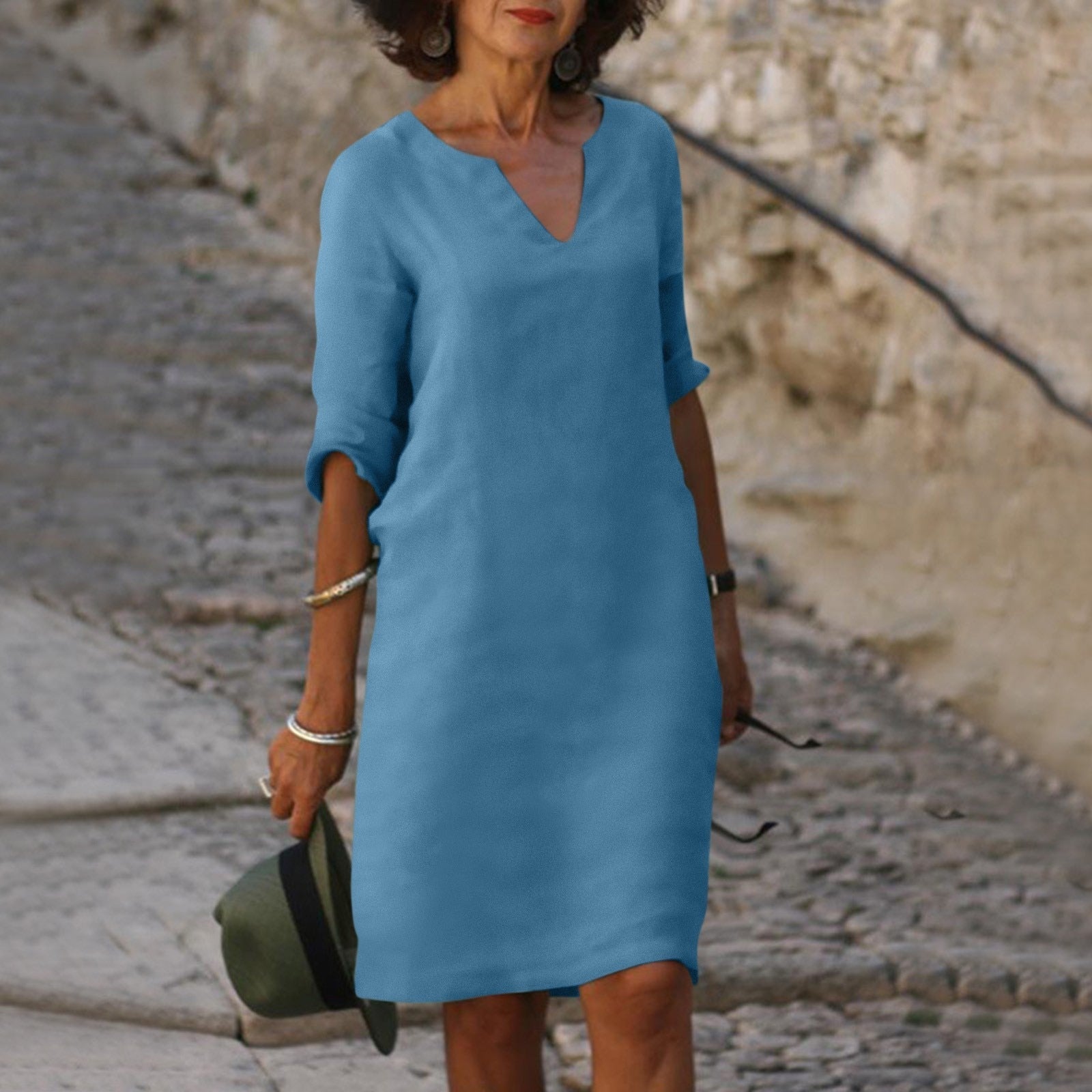Sophie | Flattering Breezy Womens Summer Dress with 3/4 Sleeves 3