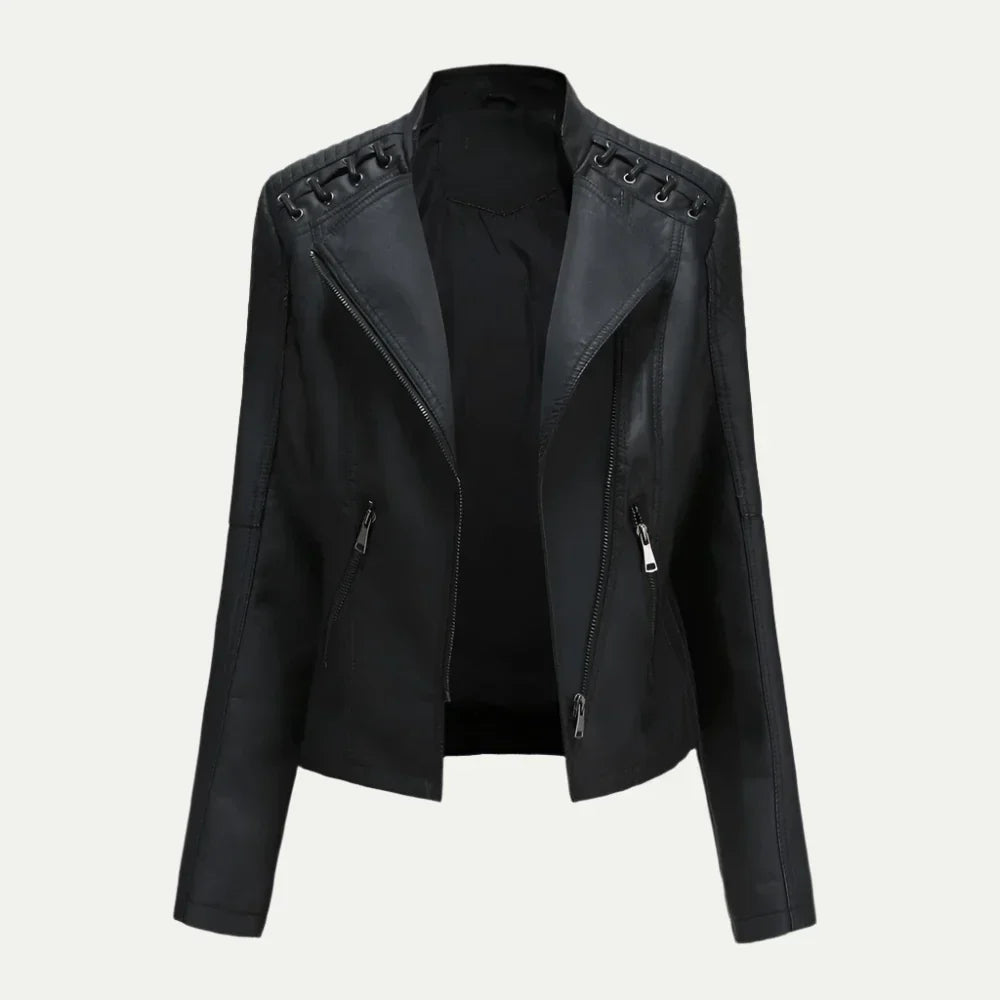Sophie | Stylish Quilted Leather Women's Jacket with Asymmetric Zip 0