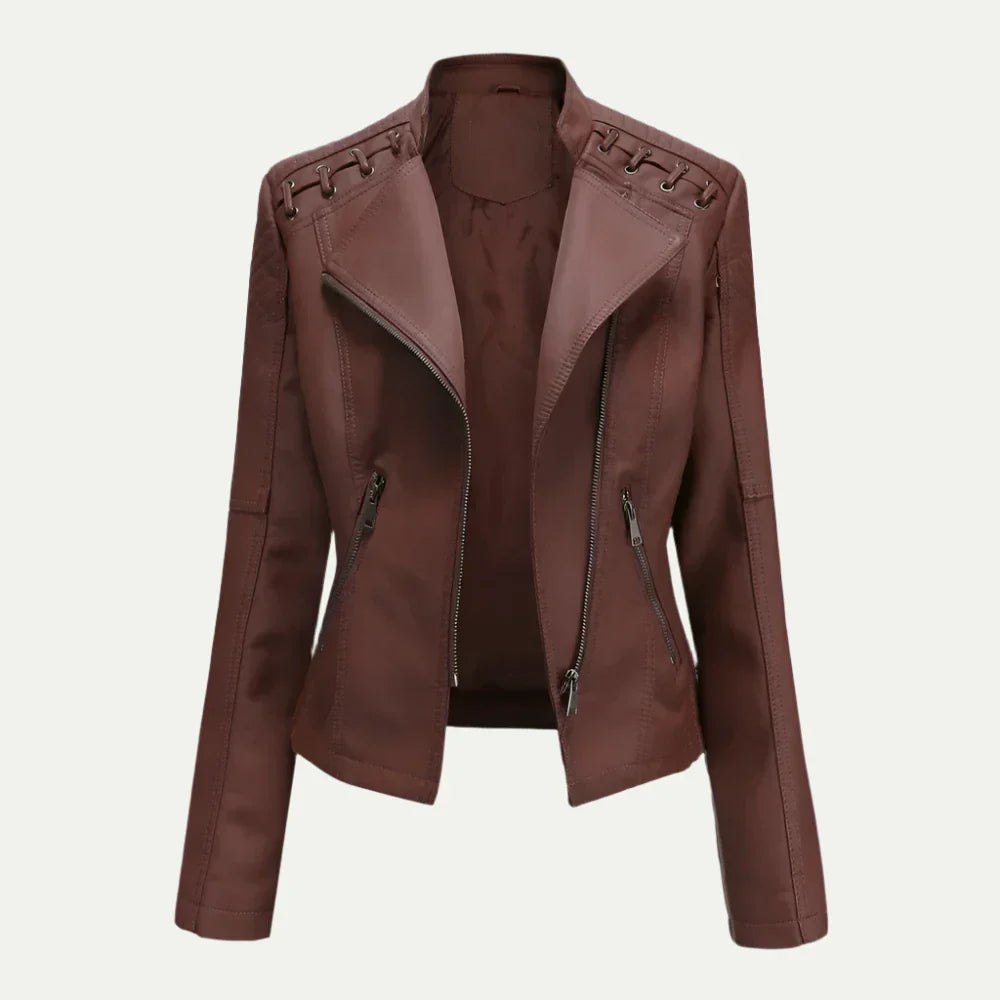 Sophie | Stylish Quilted Leather Women's Jacket with Asymmetric Zip 1