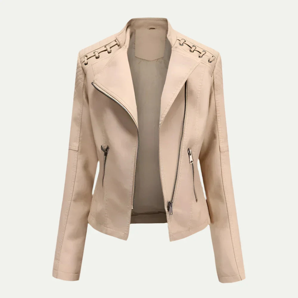 Sophie | Stylish Quilted Leather Women's Jacket with Asymmetric Zip 3