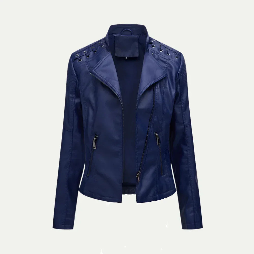 Sophie | Stylish Quilted Leather Women's Jacket with Asymmetric Zip 4