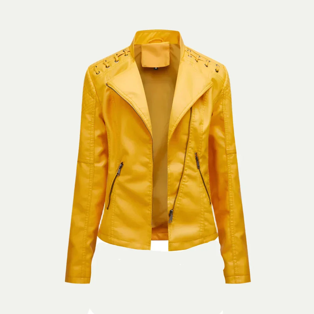 Sophie | Stylish Quilted Leather Women's Jacket with Asymmetric Zip 5