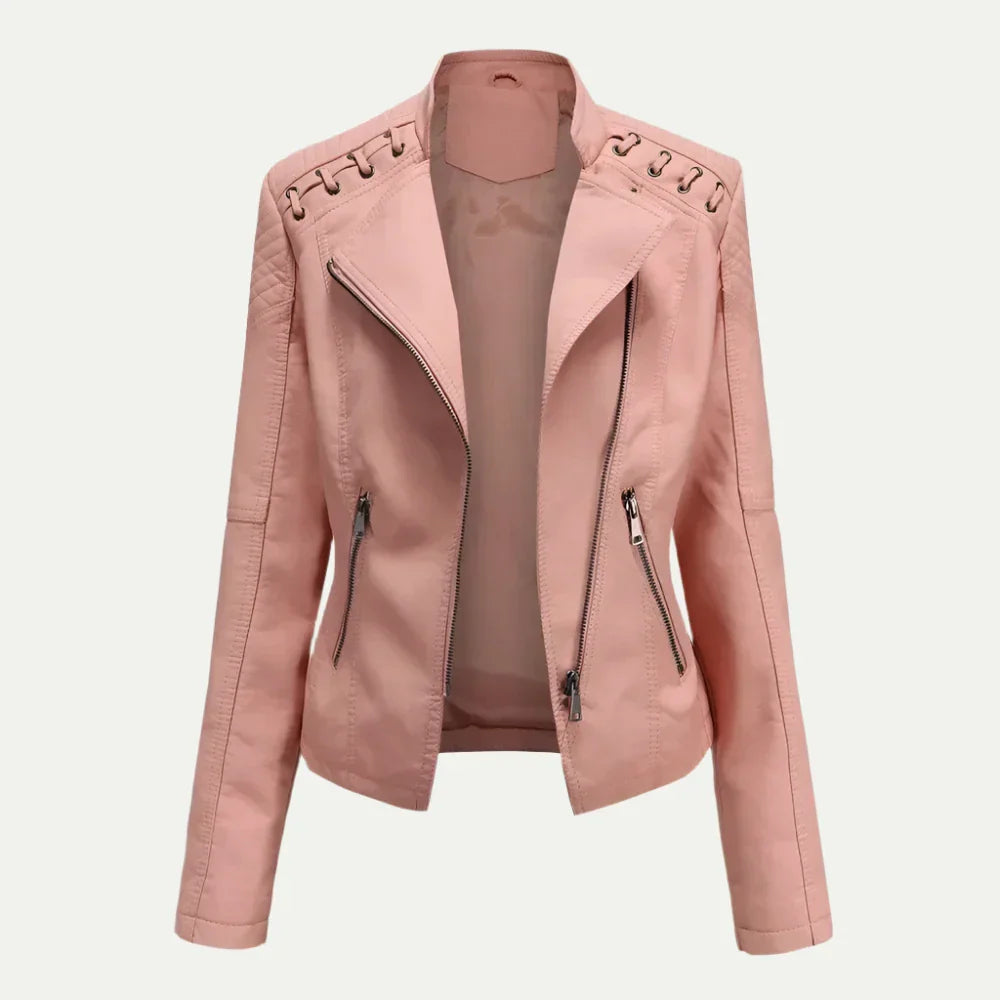 Sophie | Stylish Quilted Leather Women's Jacket with Asymmetric Zip 6