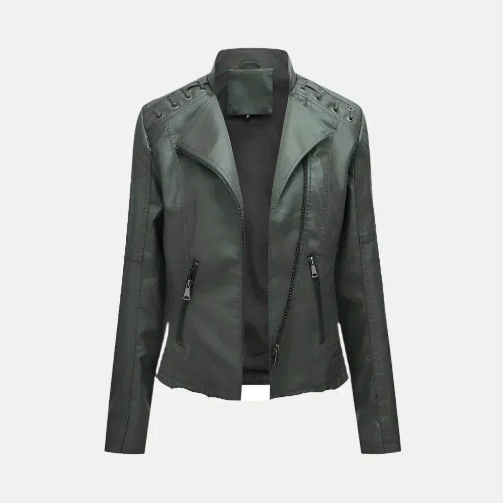 Sophie | Stylish Quilted Leather Women's Jacket with Asymmetric Zip 7