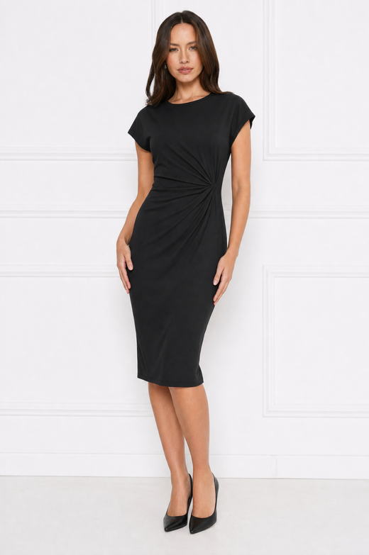 Mia elegant ruched waist midi dress – product photo 1