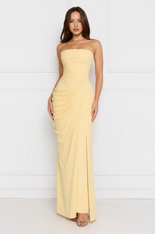 Emily elegant strapless white maxi dress – product photo 1