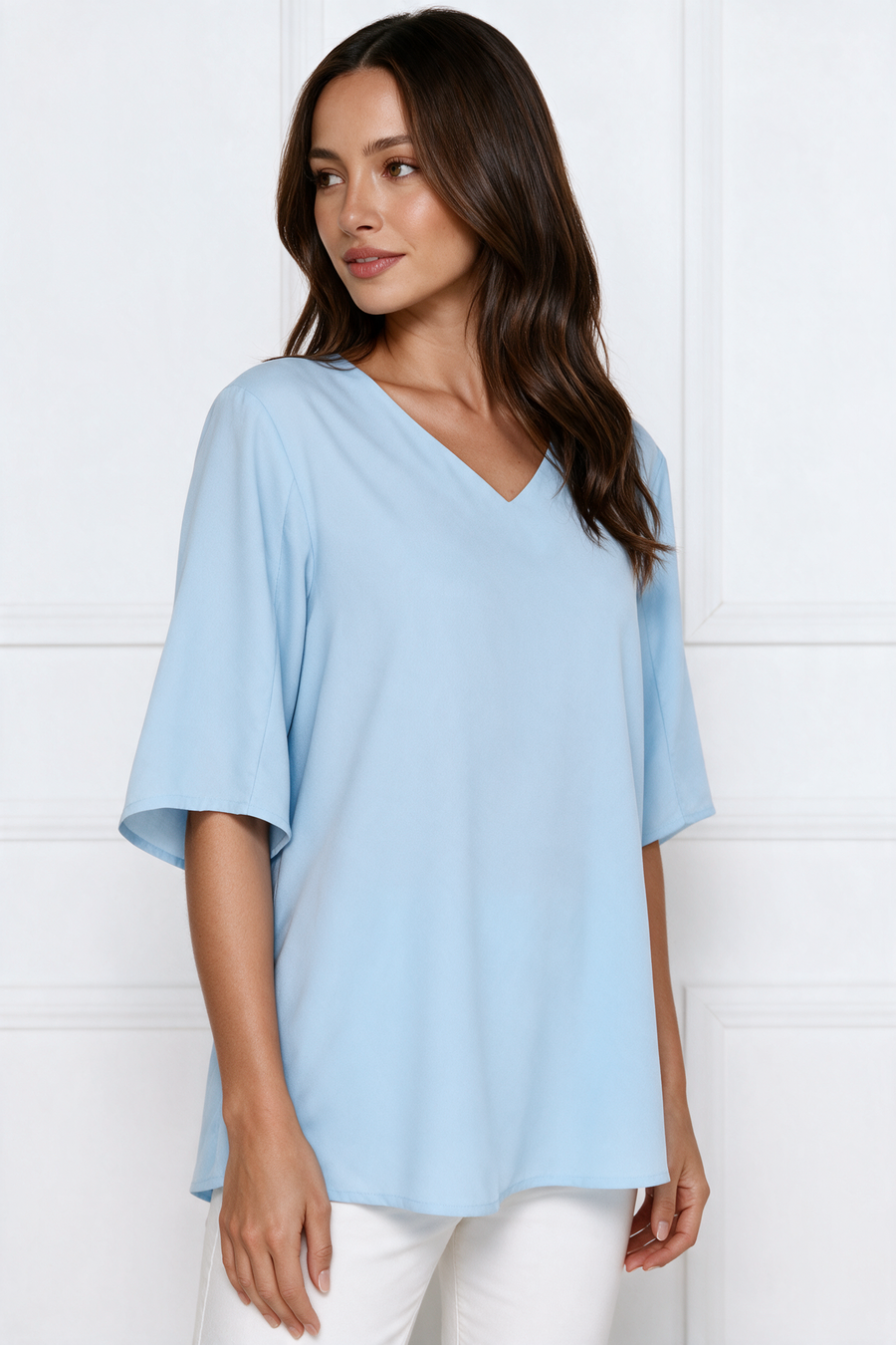 Mia chic white blouse with short sleeves – product photo 10